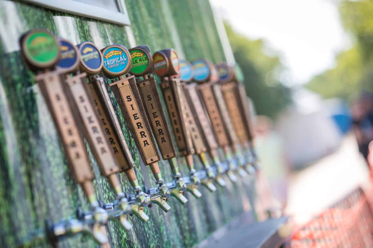 row of beer taps